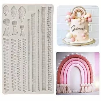 Силиконовая форма из пеньковой веревки, макраме с кисточками, помадка, сделай сам, формы для торта, инструменты для украшения торта, конфеты, смола, глина, шоколадные формы
