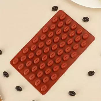 Силиконовая форма на 55 ячеек в виде кофейных зерен для конфет, не содержит БФА - Идеально подходит для Хэллоуина, Рождества, Пасхи, Дня благодарения - Незаменимый предмет для кухни и столовой 2pcs темно-красного