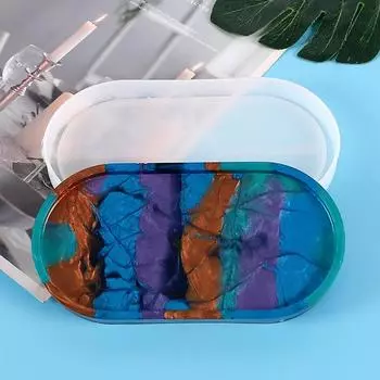 Силиконовая форма Овальная силиконовая форма для подставок УФ-смола DIY Глина Эпоксидная смола Подставка для торта Поднос из смолы Форма для подставок белый