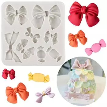 Силиконовая форма с бантом, банты, формы для помадки, инструменты для украшения торта «сделай сам», топпер для кексов, форма для конфет, смолы, глины, формы для шоколадной мастики