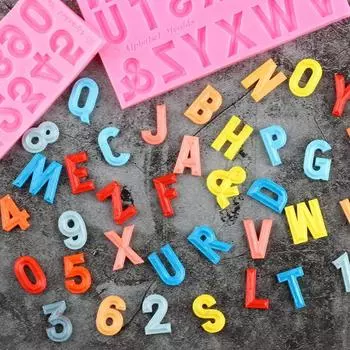 Силиконовая форма с буквами и цифрами, сделай сам, инструменты для украшения торта из помадки, формы для конфет, смолы, глины, формы для шоколадной мастики белый