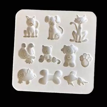 Силиконовая форма с изображением животных, кошек, собак и костей, форма для помадки, торта, шоколада, конфеты, формы для кубиков льда, инструменты для самостоятельной выпечки 8*1cm серый