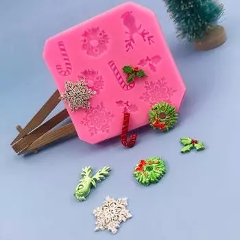 Силиконовая форма, термостойкая антипригарная форма для выпечки «сделай сам», с четким рисунком, снежинка, олень, форма для помадки для торта для магазина тортов розовый