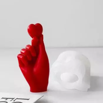 Силиконовая форма в форме руки в форме сердца, форма для свечи в форме сердца ко Дню святого Валентина, антипригарная форма для литья из эпоксидной смолы для ароматических свечей, изготовление мыльной штукатурки белый