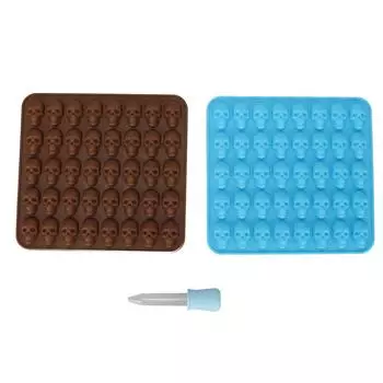 Силиконовая форма в виде черепа, форма для кубиков льда, декор на Хэллоуин, десерт, шоколад, 2 шт., коричневый, синий