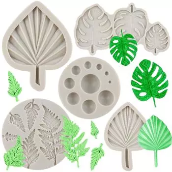 Силиконовая форма веерного листа, жемчужная силиконовая форма, листья папоротника, форма для помадки, шоколадная форма для украшения торта, топпер для кексов, паста для конфет и жевательной резинки, полимерная глина чёрный