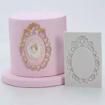 Силиконовая форма, винтажная зеркальная рамка, форма для украшения торта, помадка, формы для выпечки, кухонные инструменты для выпечки