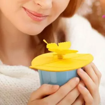 Силиконовая герметичная кофейная кружка-бабочка с присоской крышкой, герметичная крышка чашки