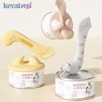 Силиконовая герметичная крышка для консервной банки для кошек, многоразовая ложка для консервов для домашних животных, многофункциональная ложка для домашних животных для кошек, собак, милый консервный нож для хранения еды B серый