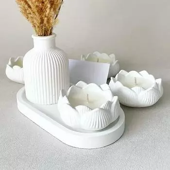 Силиконовая гипсовая подставка ручной работы, форма для свечей, форма для ароматерапии, креативные украшения в форме лотоса, аксессуары
