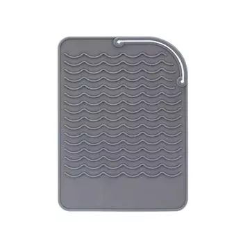 Силиконовая грелка в полоску с зажимом для химической завивки, сумка для хранения выпрямителя для волос, защитный чехол от нагрева grey-pad