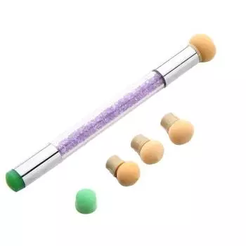 Силиконовая губка для штамповки с двойной головкой, градиентная краска, ручка для затенения, кисть для дизайна ногтей фиолетовый