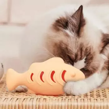 Силиконовая игрушка для кошек Yousheng в виде рыбки с шариками из кошачьей мяты, устойчивая к укусам игрушка для чистки зубов для домашних кошек, интерактивная кукла-рыба для снятия скуки синий