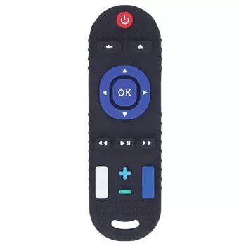 Силиконовая игрушка для прорезывания зубов в форме пульта дистанционного управления для телевизора, высокая имитация, многокнопочный текстурированный детский прорезыватель для зубов, черный цвет