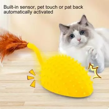 Силиконовая игрушка-мышь с дистанционным управлением и светодиодной подсветкой, электрическая интерактивная игрушка для кошек, стимулирующая охоту, беспроводная автоматическая движущаяся мышь, игрушка-дразнилка для котят Charging жёлтый