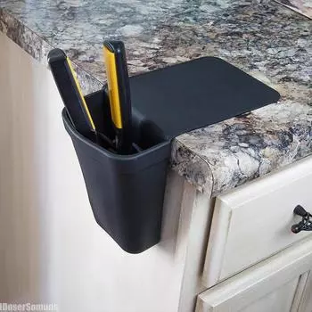 Силиконовая изоляционная сумка для выпрямления волос, защита для утюга, сумка для хранения высокотемпературных шин с присосками, для хранения кухонных губок чёрный