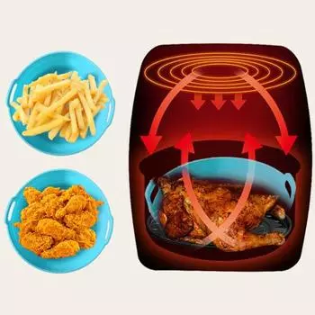 Силиконовая кастрюля для фритюрницы с антипригарным покрытием, устойчивая к высоким температурам, равномерное распределение тепла, складной коврик для фритюрницы с ручкой серый