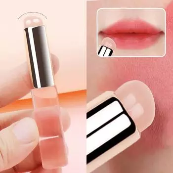 Силиконовая кисть для губ, прозрачная кисть для губной помады, поставляется с крышкой, профессиональная кисть для размазывания губ розовый