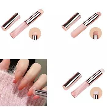 Силиконовая кисть для ногтей Кисть для нанесения лака на ногти Аппликатор для нанесения макияжа Кисть для дизайна ногтей с круглой головкой Кисть для градиента на ногтях 2 розовый
