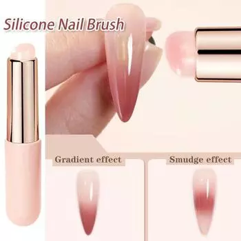 Силиконовая кисточка для дизайна ногтей, многоразовая универсальная зеркальная пудра, пигмент для нанесения маникюра, простой в использовании инструмент, силиконовые кисточки для ногтей чёрный