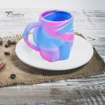 Силиконовая кофейная кружка 360/480 мл с ручкой, красочная нижняя часть тела, термостойкая пищевая многофункциональная чашка для чая, молока, воды, подарок на день рождения 360ml фиолетовый