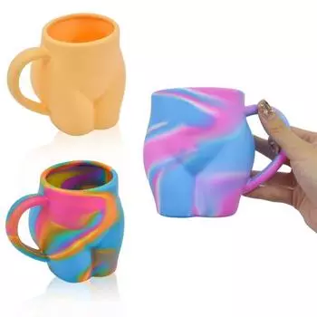 Силиконовая кофейная кружка 360/480 мл с ручкой, красочная нижняя часть тела, термостойкая, пищевая, многофункциональная 360ml фиолетовый