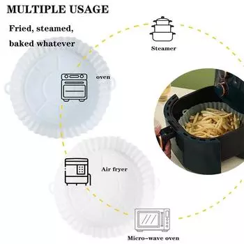 Силиконовая корзина для аэрофритюрницы, многоразовый противень для выпечки в духовке, силиконовая форма для аэрофритюрницы, корзина для пиццы и жареной курицы, аксессуары для аэрофритюрницы белый