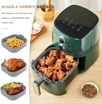 Силиконовая корзина для аэрофритюрницы, многоразовый противень для выпечки в духовке, корзина для жареной пиццы, форма для коврика для выпечки, легко моющаяся подкладка для аэрофритюрницы серый