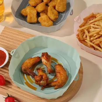 Силиконовая корзина для аэрофритюрницы Силиконовый противень для выпечки в аэрофритюрнице Многоразовая кастрюля для аэрофритюрницы Форма для пиццы Жареная курица Инструменты серый