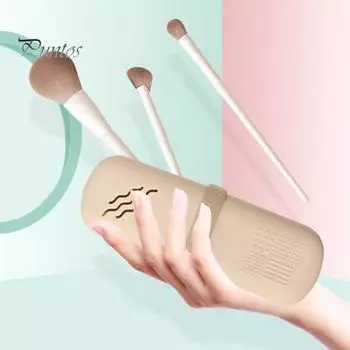 Силиконовая косметичка, держатель для кистей для макияжа, портативный органайзер для кистей, вентилируемый косметический чехол для ежедневного использования, хранение в дороге хаки