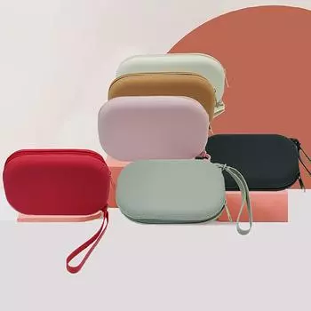 Силиконовая косметичка для монет, многофункциональная сумка для хранения большой емкости, однотонная овальная сумка для мелких предметов красный