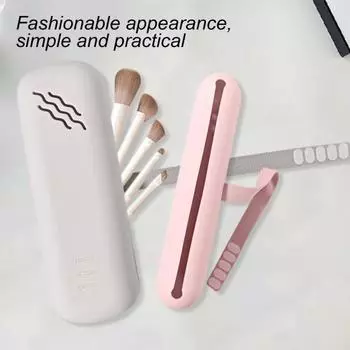 Силиконовая косметичка для путешествий, держатель для кистей для макияжа, портативный органайзер для кистей, вентилируемый, косметический розовый