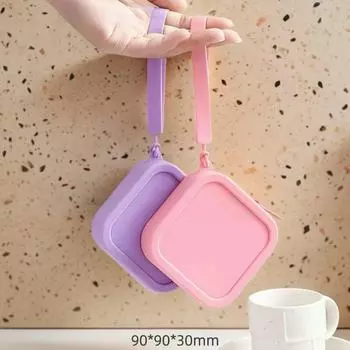 Силиконовая косметичка — многофункциональное хранилище для помады, наушников, карт, кошелька, кабелей, внешнего аккумулятора и аксессуаров для домашних животных. 90*90*30mm розовый