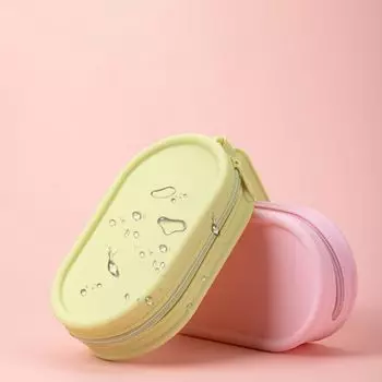 Силиконовая косметичка на молнии, водонепроницаемая косметичка, сумка-органайзер для мужчин small розовый