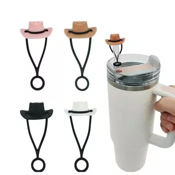 Силиконовая ковбойская шляпа, соломенная кепка, соломенный топпер в форме шляпы, аксессуар для кружки, соломенная кепка белый