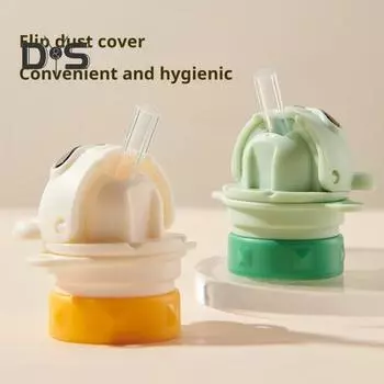 Силиконовая крышка для бутылки с водой, без бисфенола А, конвертер для стакана с водой, мультяшный, против удушья, детский, съемный, универсальный, для питья детей зелёный