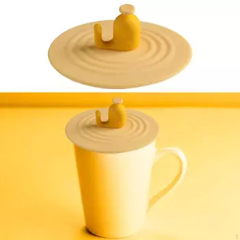 Силиконовая крышка для чашки, крышка для кофейной кружки, пылезащитная, герметичная для пищевых продуктов, для напитков жёлтый