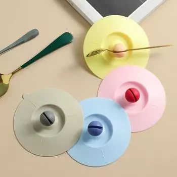 Силиконовая крышка для чашки, крышка для пищевой чашки, может зажиматься, ложка, многофункциональная пыленепроницаемая, герметичная чашка для воды, крышка для чайной чашки 11*10cm светло-синий