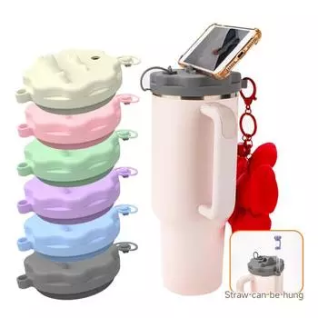 Силиконовая крышка для кружки, не содержащая бисфенол-А, многоразовая, изолированная крышка для кружки, прочная, долговечная, сменная крышка, держатель для телефона, бутылка для воды, аксессуар для чашек объемом 40 унций серый