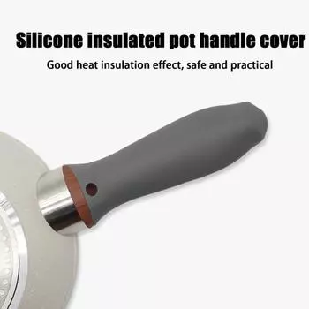 Силиконовая крышка ручки кастрюли. Термостойкая прихватка для чугунной сковороды. Гибкая резиновая втулка защищает руки от ожогов. Подвесной кухонный аксессуар. серый