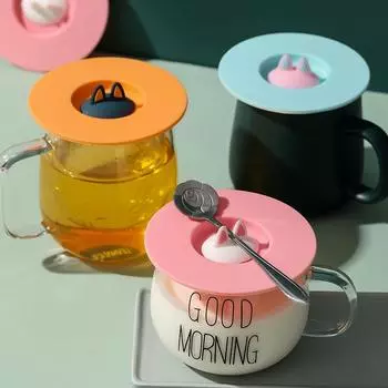 Силиконовая крышка с кошачьими ушками, герметичная пылезащитная кружка, керамическая чашка, чашка для чая, чашка для воды, универсальная крышка для чашки розовый