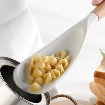 Силиконовая кухонная ложка для антипригарной посуды, деревянная ручка без бисфенола А, термостойкая лопатка для смешивания и соскабливания 1pc