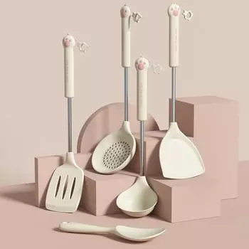 Силиконовая кухонная утварь Антипригарная ручка из полипропилена Лопатка Кухонная утварь Половник Венчики для взбивания яиц Лопатка Ложка для супа Набор кухонных принадлежностей rice spoon