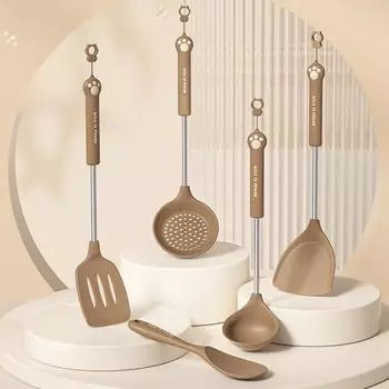 Силиконовая кухонная утварь Антипригарная ручка из полипропилена Лопатка Кухонная утварь Половник Венчики для взбивания яиц Лопатка Ложка для супа Набор кухонных принадлежностей rice spoon