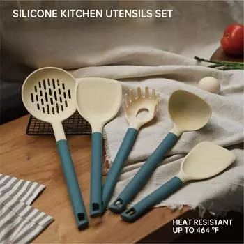 Силиконовая кухонная утварь Лопатка с антипригарным покрытием Кухонная утварь Половник Венчики для взбивания яиц Лопатка Ложка для супа Набор кухонных принадлежностей Кухонные принадлежности [new upgrade] PP noodle fishing