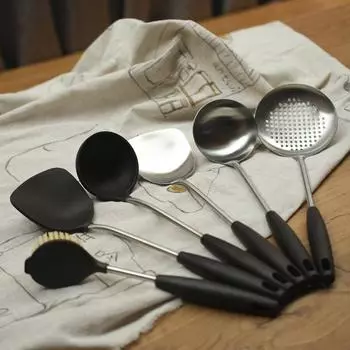 Силиконовая кухонная утварь Лопатка с антипригарным покрытием Кухонная утварь Половник Венчики для взбивания яиц Лопатка Ложка для супа Набор кухонных принадлежностей Кухонные принадлежности Food Grade Silicone Spatula [Brown]