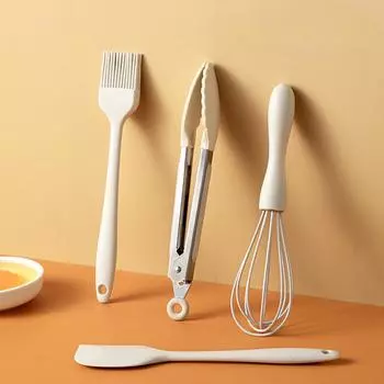 Силиконовая кухонная утварь с антипригарным покрытием для приготовления пищи, лопатка для выпечки, силиконовая кисть для масла, венчик для яиц, зажим для еды, кухонные принадлежности, набор кухонных принадлежностей