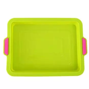Силиконовая квадратная форма для выпечки тортов, антипригарный противень с утолщенной ручкой, жаропрочная форма для выпечки, зеленый цвет