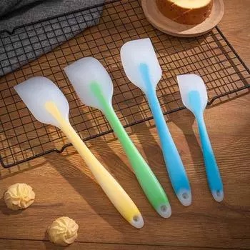 Силиконовая лопатка для крема с длинной ручкой, антипригарная лопатка для торта, лопатка для выпечки, блендер для теста L синий