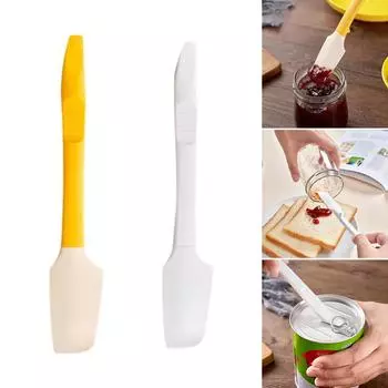 Силиконовая лопатка для выпечки и скребок 2 в 1, разбрасыватель масла, практичный кухонный инструмент для украшения тортов и смешивания белый